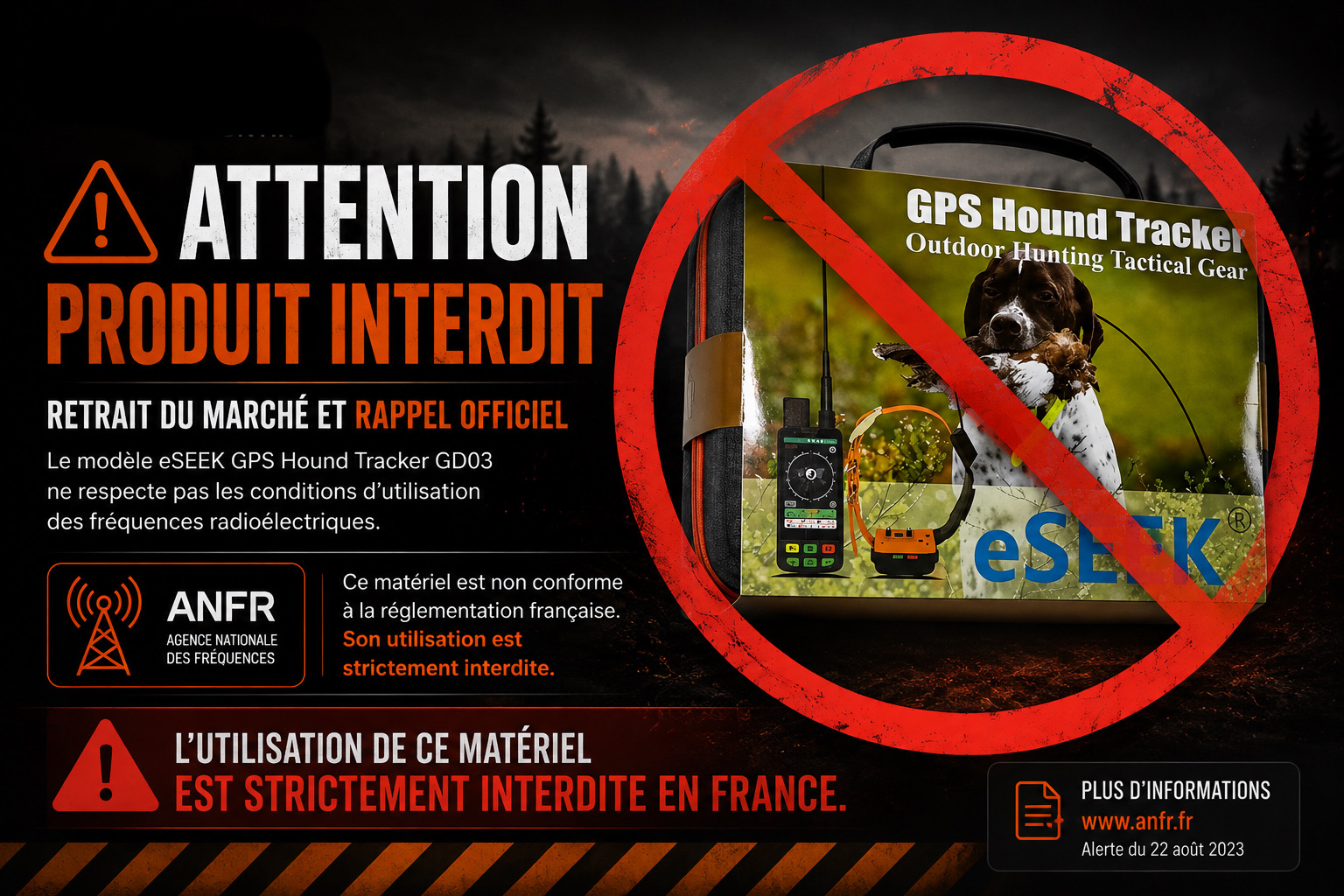 Collier GPS eSEEK GD03 : retrait et rappel ANFR