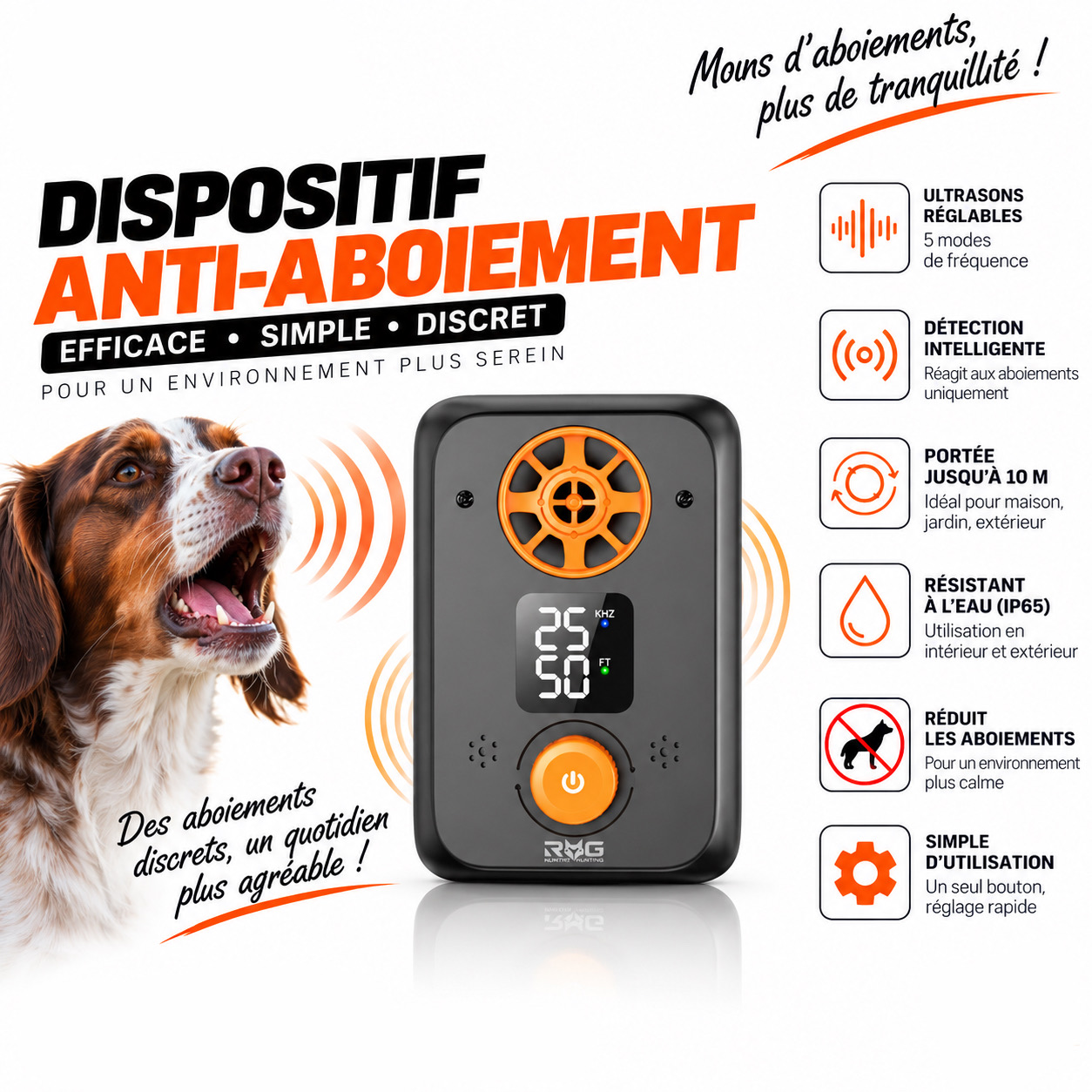 Anti-Aboiement à Ultrasons V2 PRO - 5 Modes