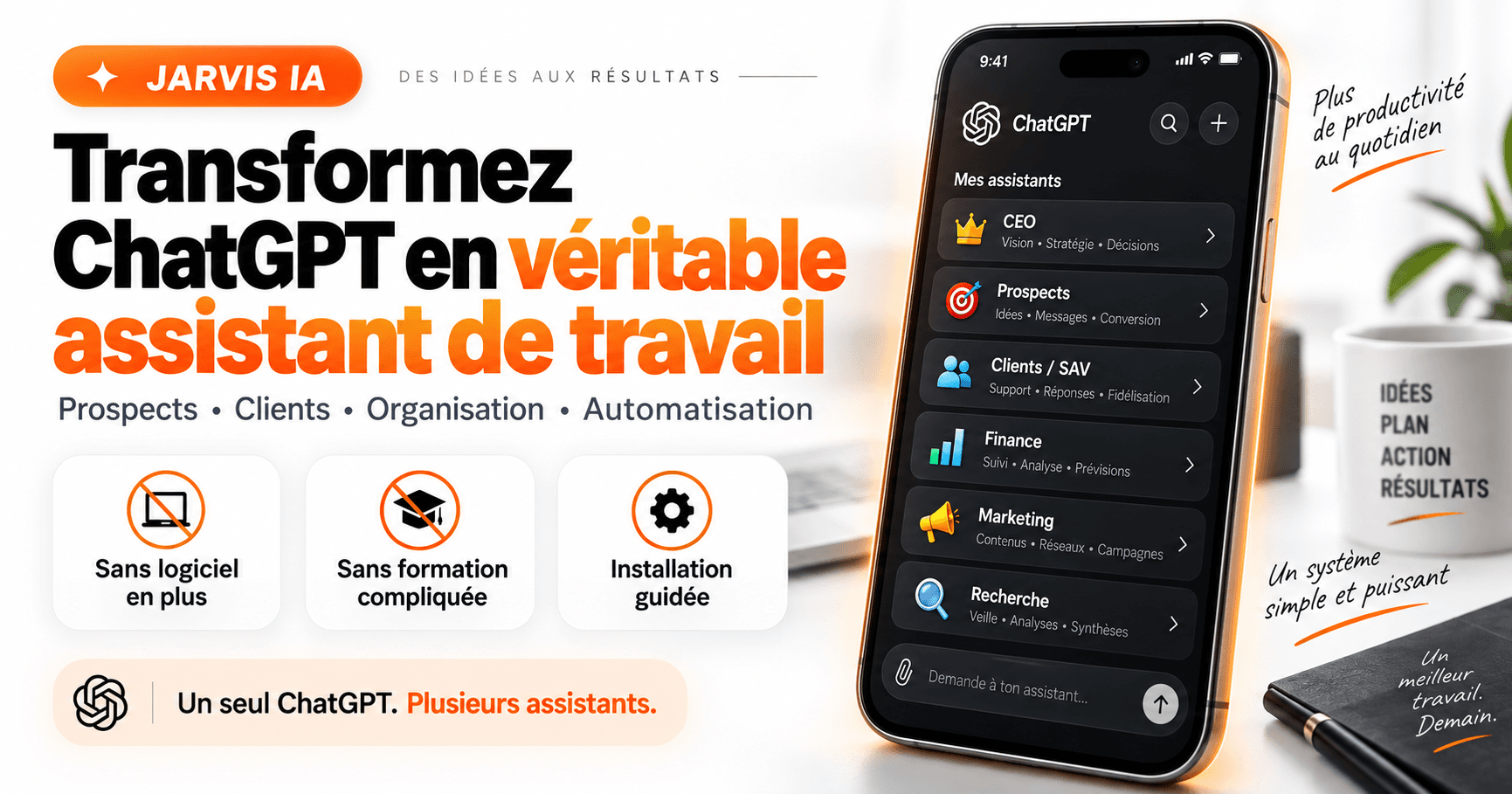 JARVIS IA : transformez ChatGPT en systeme de travail complet pour 99 EUR